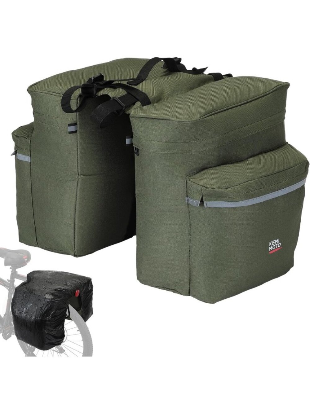 Waterproof 34L Bike Pannier Bag with Rain Cover | Saddle Storage for Commuting